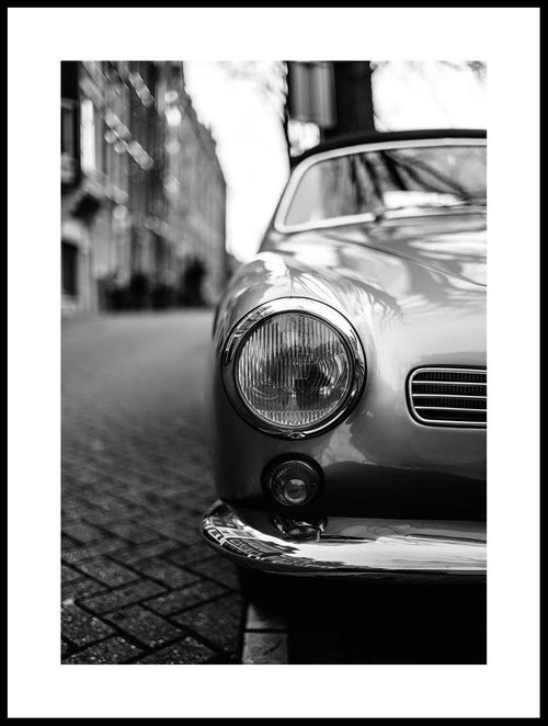 Classic Car Affiche - Voiture noire et blanche 
